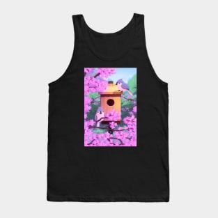 Tufted Titmouse House With Redbuds Tank Top